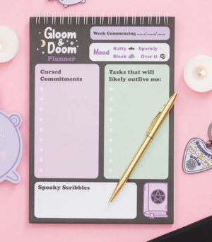 gloom and doom pastel goth desk planner